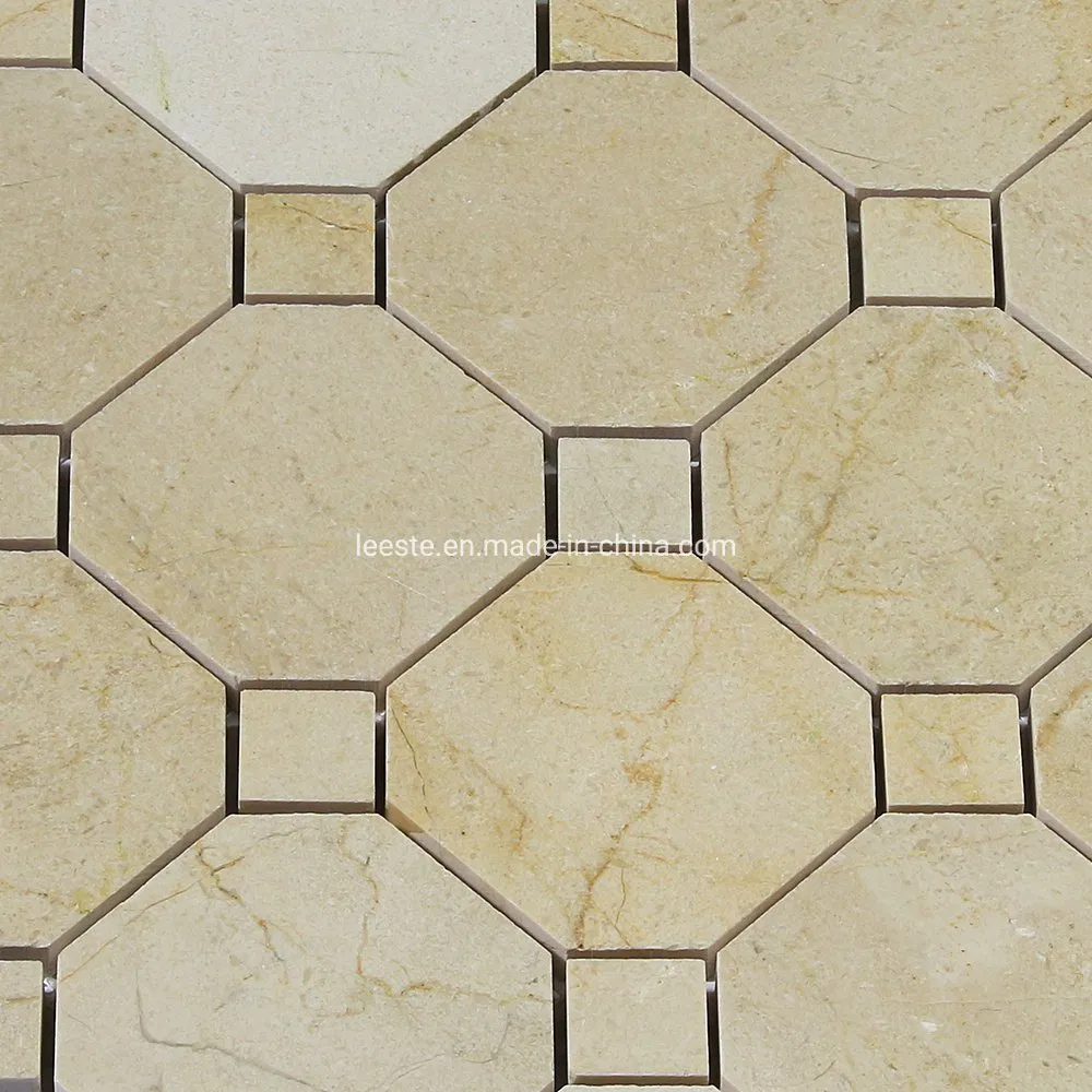 Nice Beige Marble Mosaic Crema Marfil 3 Inch Octagon Marble Mosaic Tiles