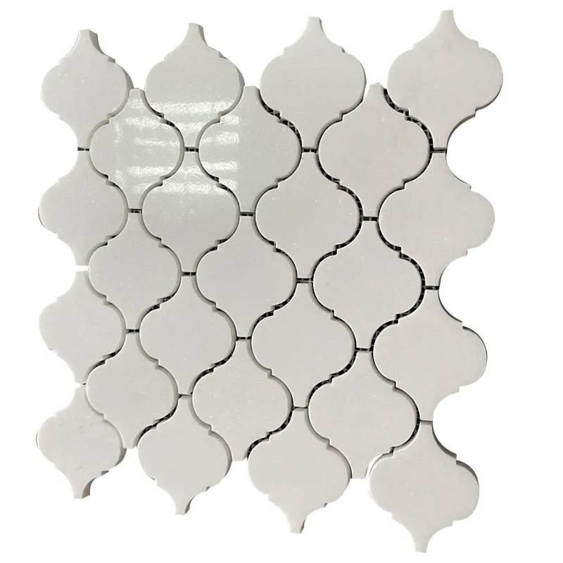 Polished Arabesque Pure White Thassos Marble Mosaic Tiles