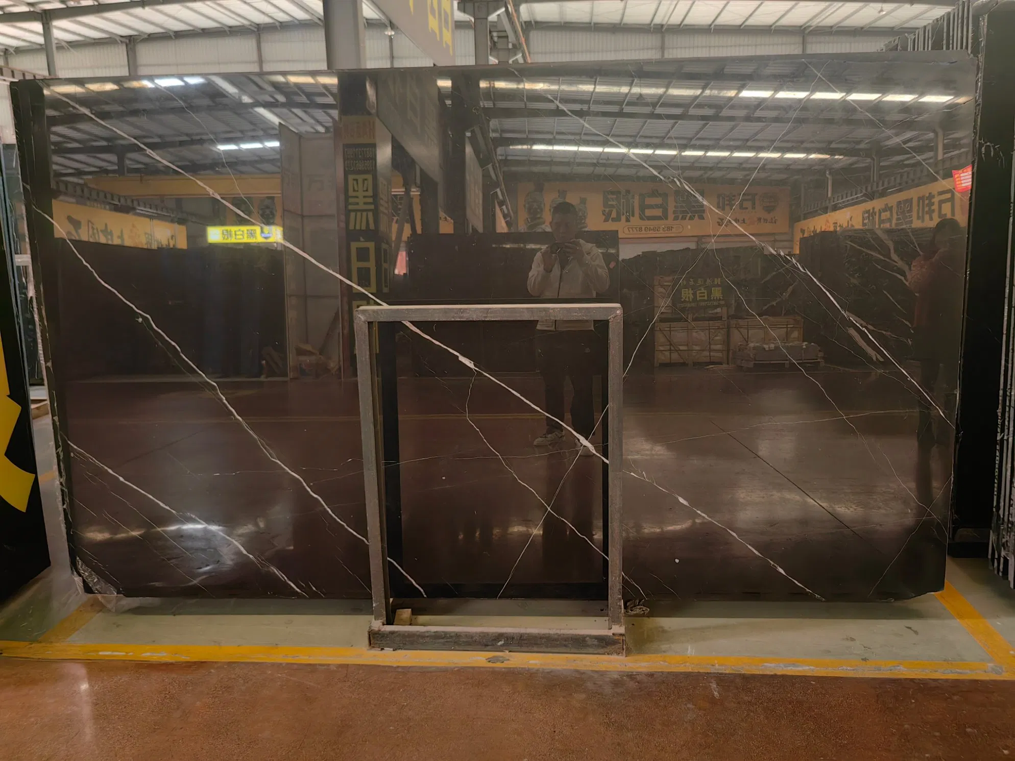 Polished Black Nero Marquina Marble Big Slabs White Veins