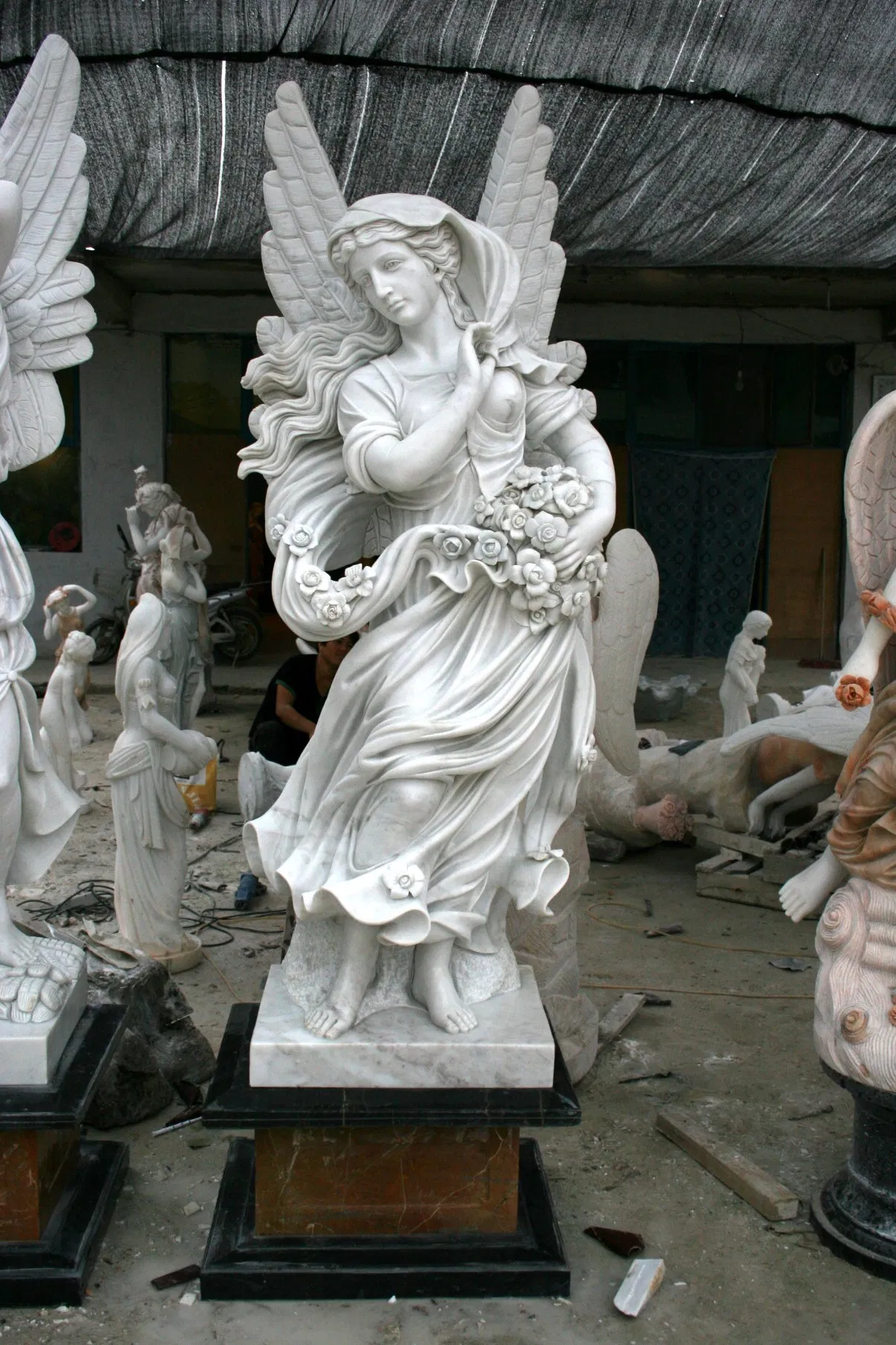 Customized Natural White Marble Goddess of Four Seasons Statues (SYMS-1100)