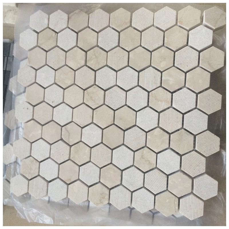 Crema Marfil Marble Hexagon Mosaic Tiles