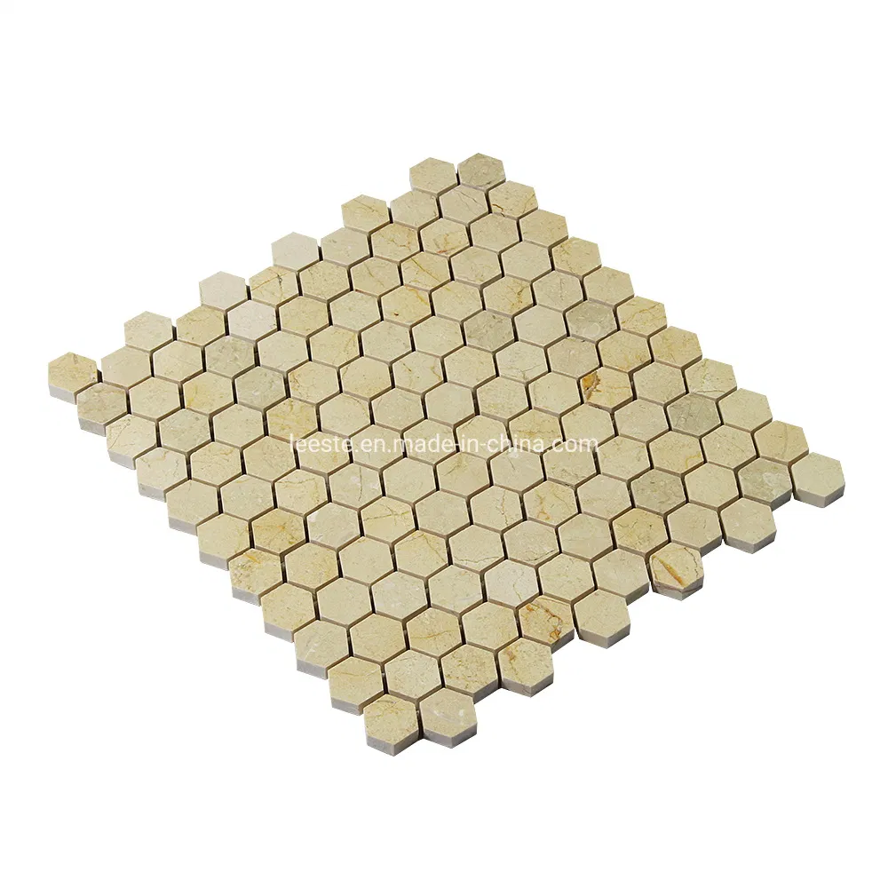 Spanish Crema Marfil Marble Mosaic 1inch Hexagon Design Marble Mosaic Tiles