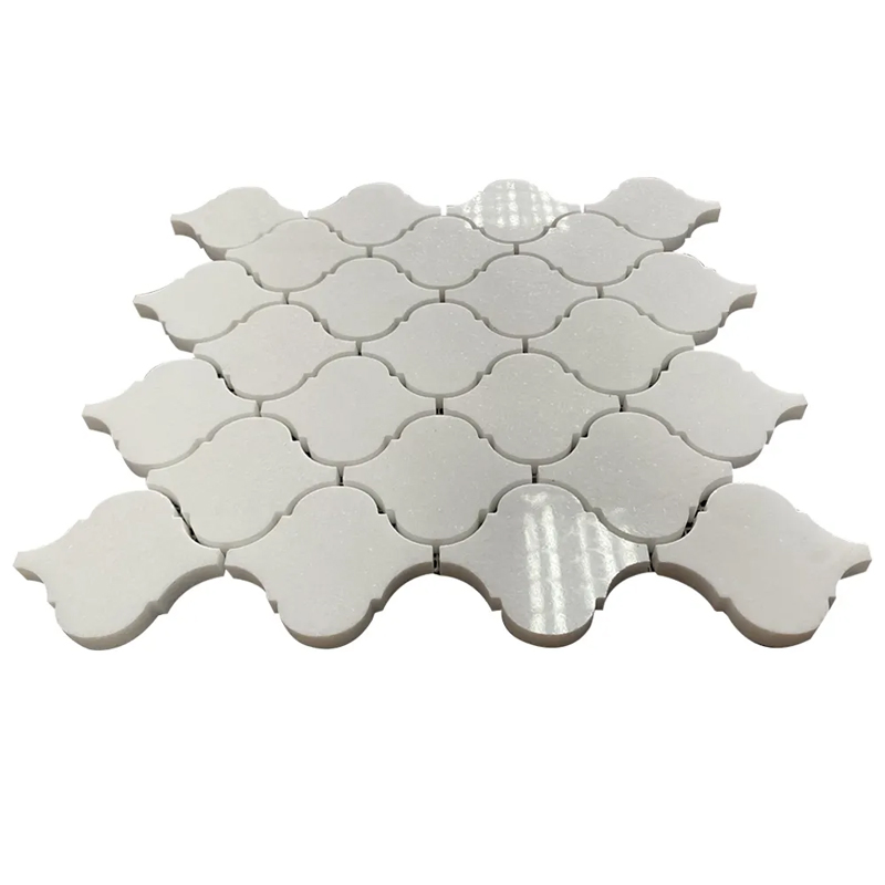 Polished Arabesque Pure White Thassos Marble Mosaic Tiles