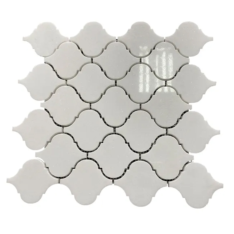 Polished Arabesque Pure White Thassos Marble Mosaic Tiles
