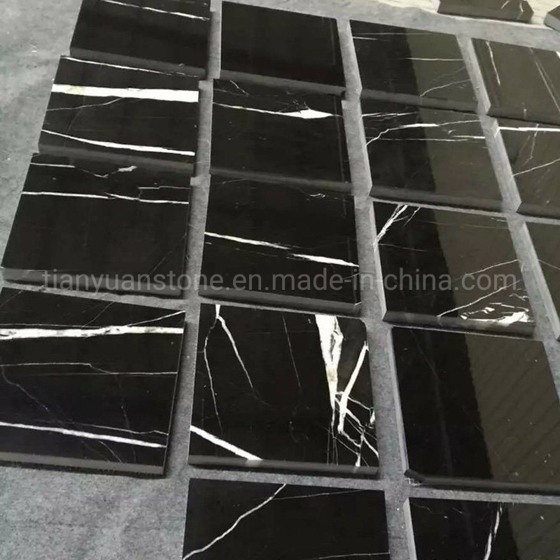 Chinese Nero Marquina Black and White Marble Tiles