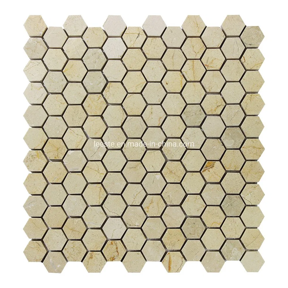 Spanish Crema Marfil Marble Mosaic 1inch Hexagon Design Marble Mosaic Tiles
