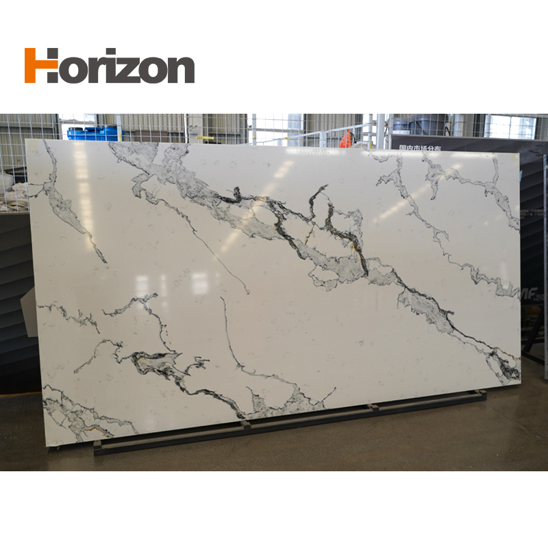CE Certified Wholesale Calacatta Marble Look Quartz Slabs for Table