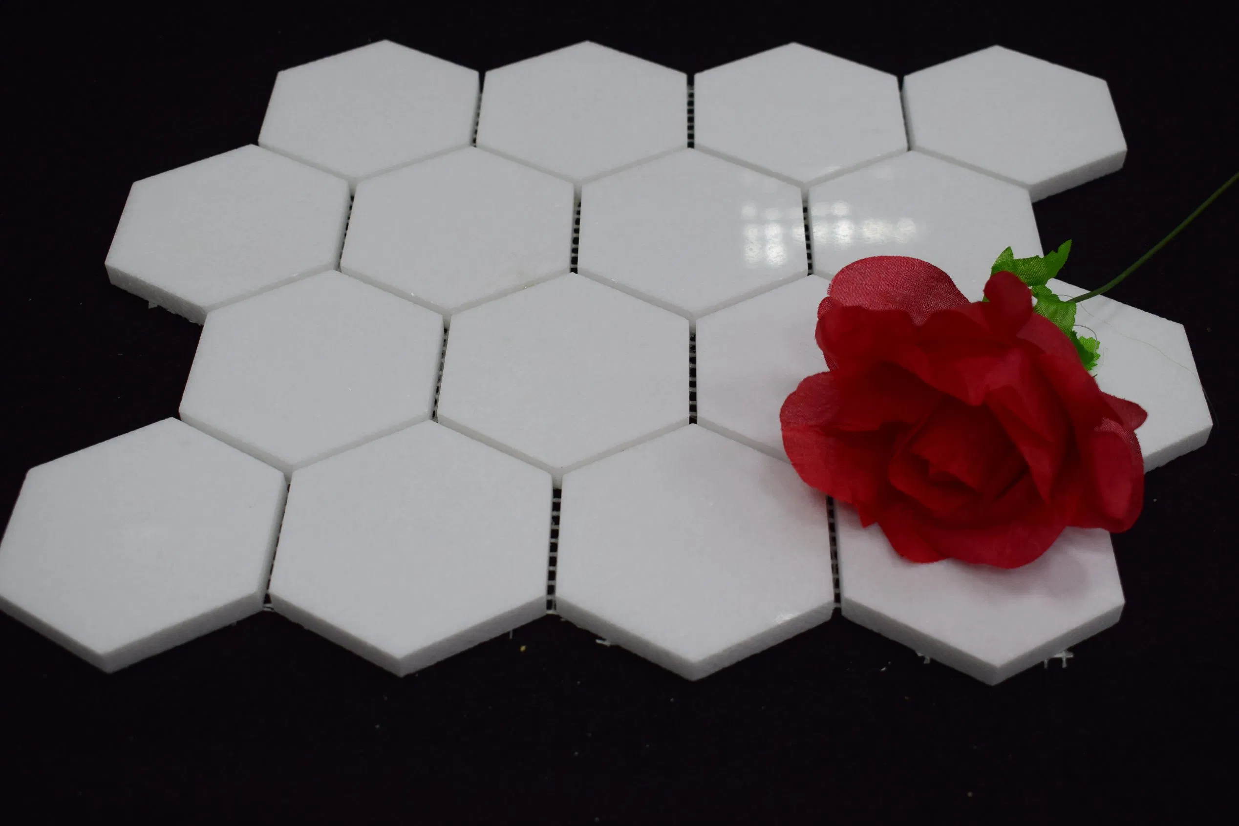 High Grade Greek Thassos White Hexagon Shaped Marble Stone Mosaic Tile