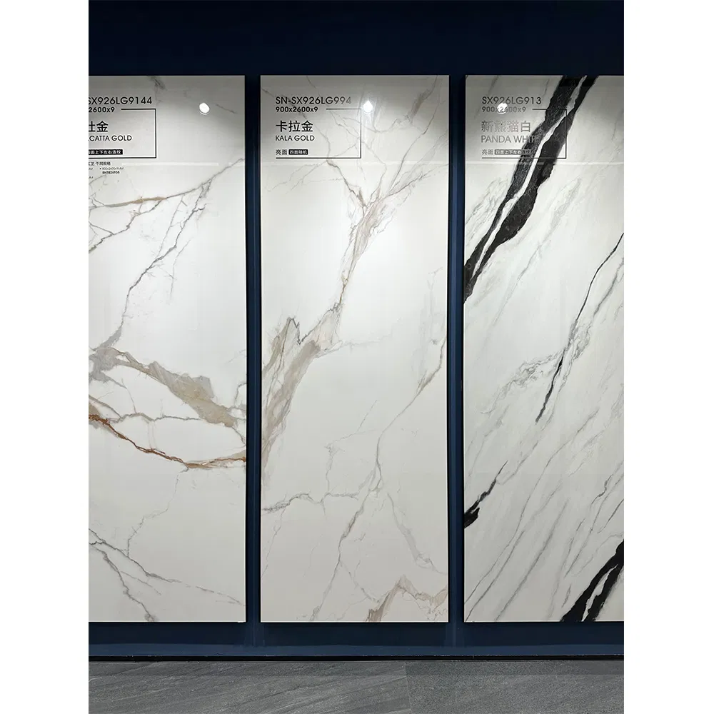 Sintered Stone Porcelain Slab Large White Calacatta Marble Looks Floor Tiles