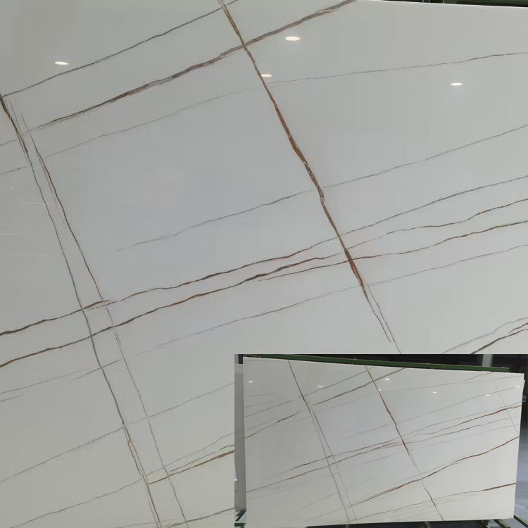 Artificial Calacatta Gold Marble Nano Crystallized Glass Stone Slabs for Countertops and Floor Tiles