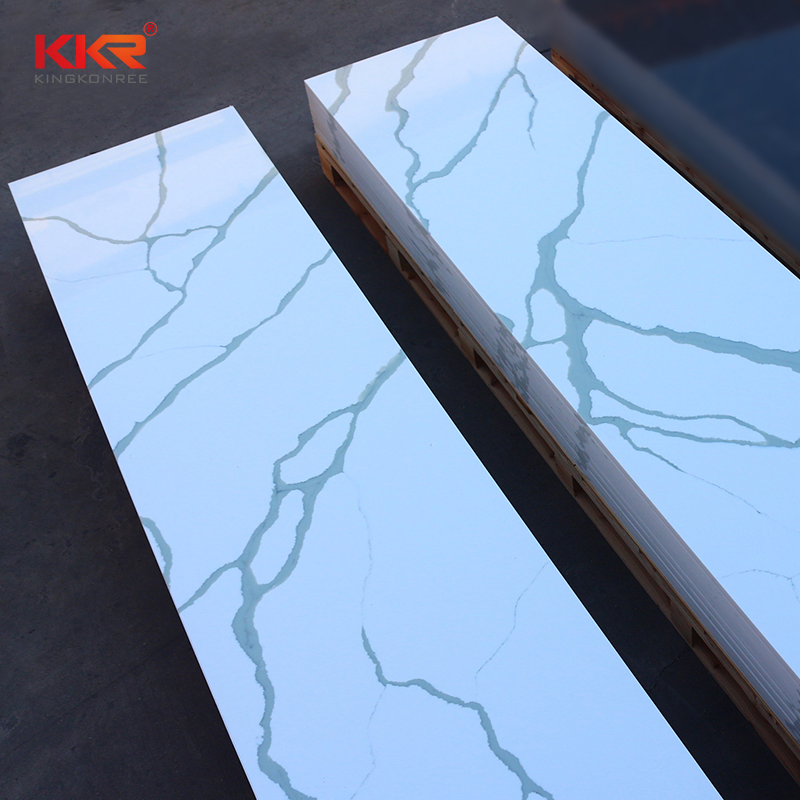 Carrara White Marble Design Artificial Engineered Quartz Solid Surface Sheet Calacatta White Stone Slab