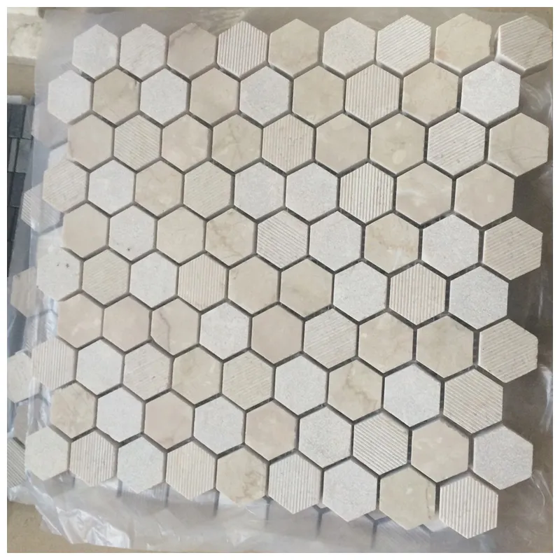 Crema Marfil Marble Hexagon Mosaic Tiles