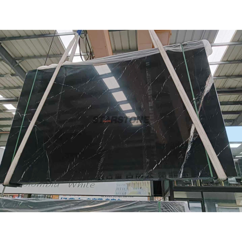 Black White Nero Marquina Engineered Natural Marble Slab for Floor Wall Tiles
