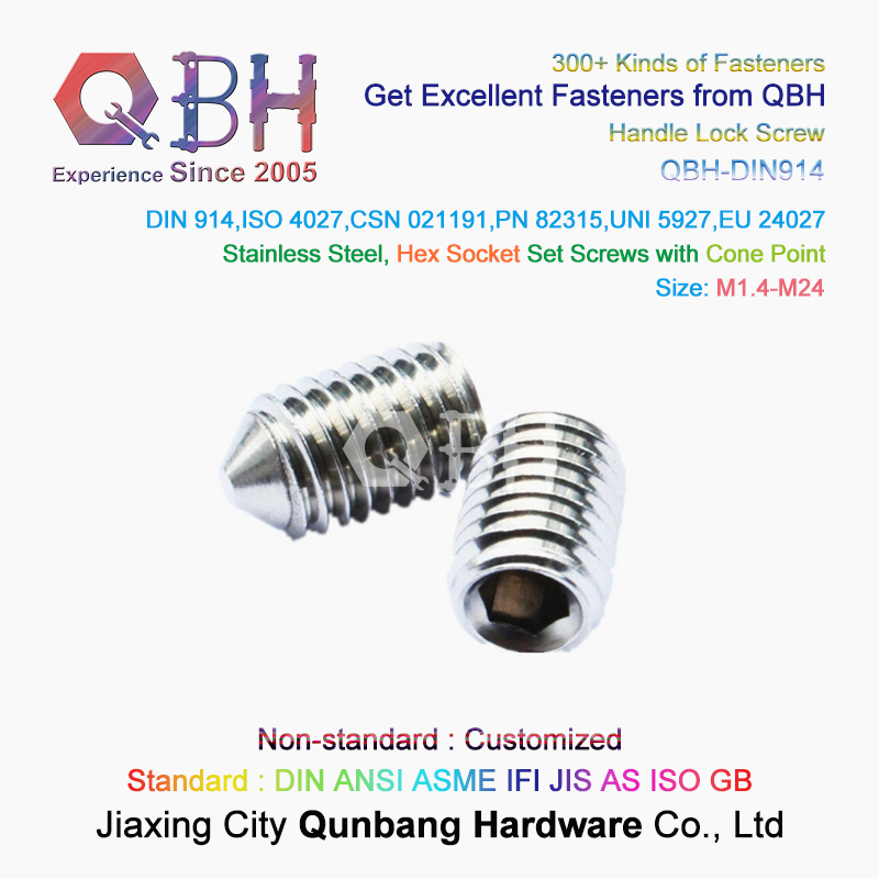 Qbh M1.4-M24 DIN 914 Standard Customized Non-Standard Stainless Steel Handle Fitting Fastener Furniture Hardware