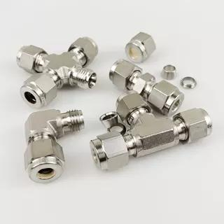 Nai-Lok SS316 Double Ferrule 3-Way Union Tee Tube Fitting Instrumentation Compression Coupling for 1/4" to 1/2" Od Tubing