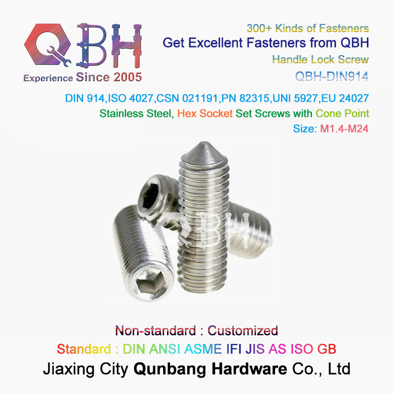 Qbh M1.4-M24 DIN 914 Standard Customized Non-Standard Stainless Steel Handle Fitting Fastener Furniture Hardware