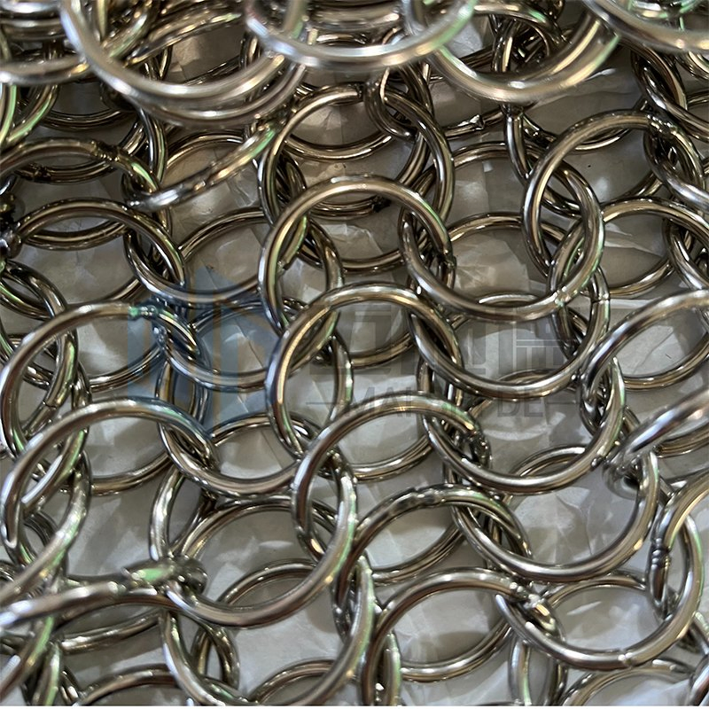 Stainless Steel Metal Architectural Cooper Gold Bronze Interior Design Welded Wholesale Chainmail Curtain Decorative Ring Metal Mesh Curtains