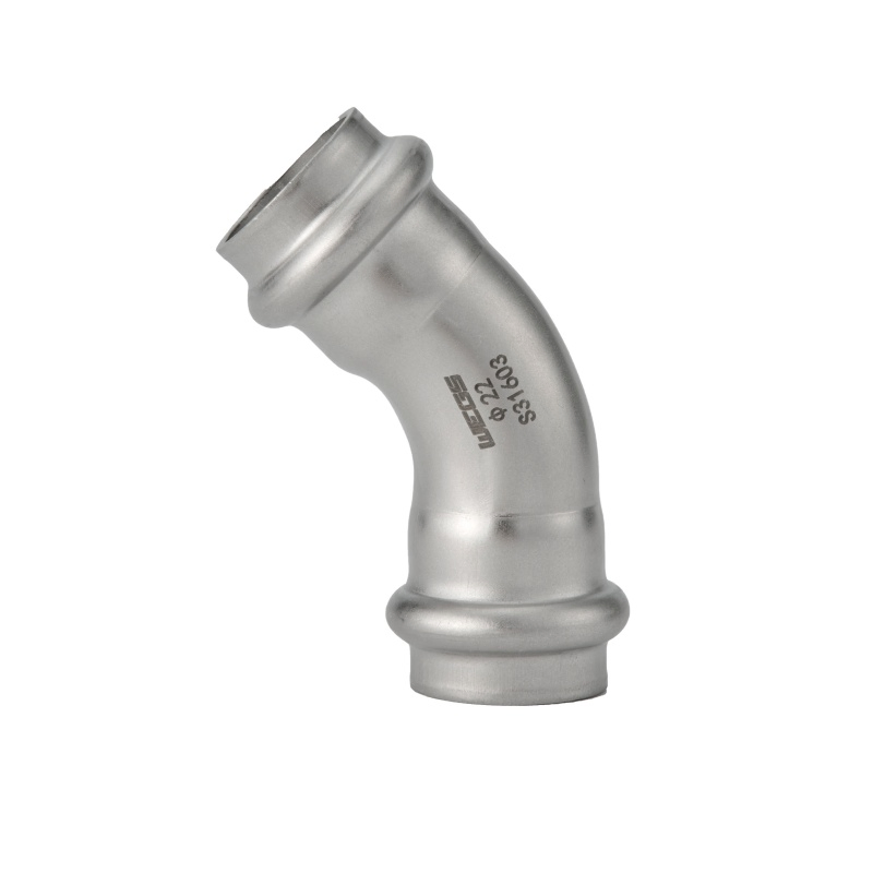 Corrosion-Resistant Stainless Steel V Profile Press Fittings with 45° Equal Elbow