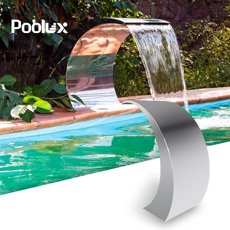 Stainless Steel Waterfall Architectural Brushed Custom Lengths Thickness Creates a Seamless Water Curtain