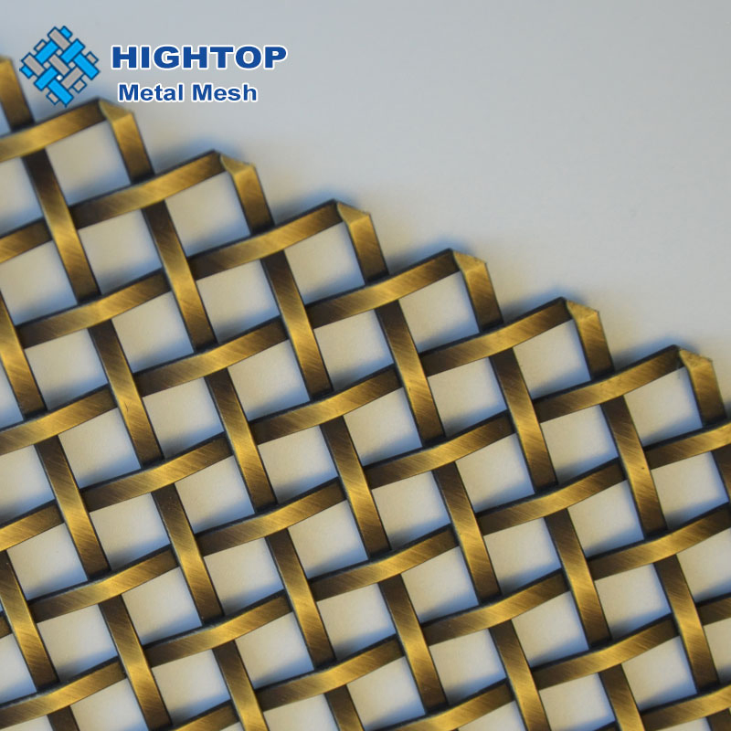 Antique Brass Flat Stainless Steel Wire Decorative Crimped Woven Wire Mesh Panels Grilles for Cabinet Door Inserts