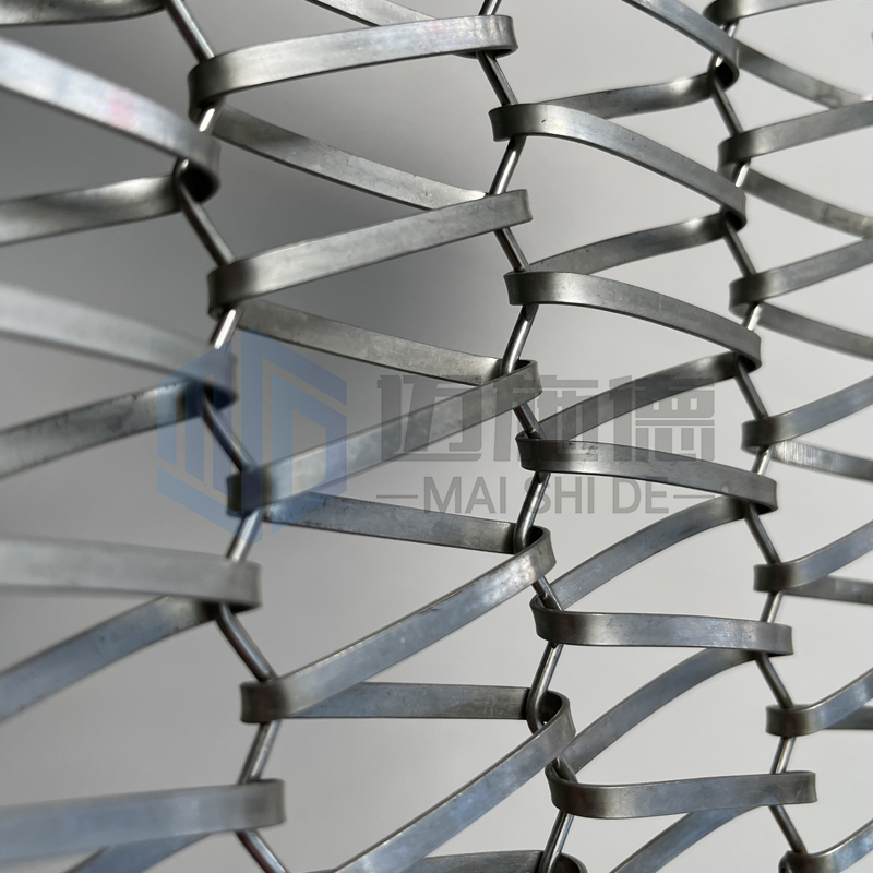 Metal Black Facade Architectural Curtain Wall Aluminium / Stainless Steel Flexible Spiral Woven Wire Mesh for Building Exterior and Interior Design