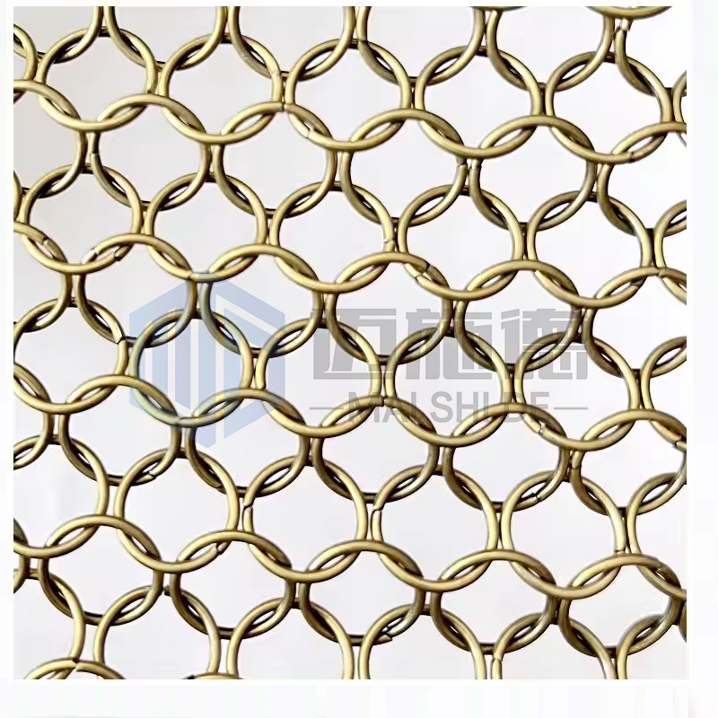 Stainless Steel Metal Architectural Cooper Gold Bronze Interior Design Welded Wholesale Chainmail Curtain Decorative Ring Metal Mesh Curtains