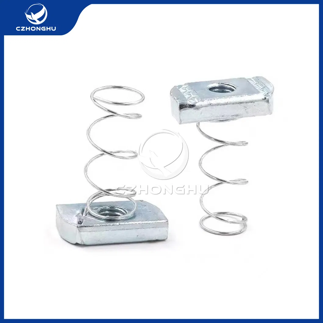 Czhonghu Hardware Fastener China Distributor Galvanized Coated Stainless Steel Strut Channel Slot Leaf Long Spring Nut