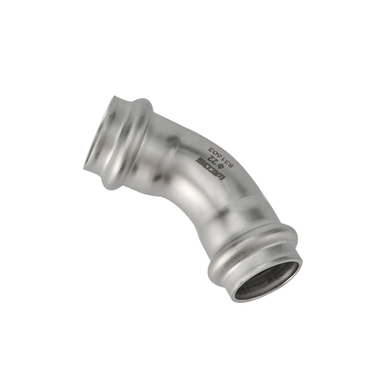 Corrosion-Resistant Stainless Steel V Profile Press Fittings with 45° Equal Elbow