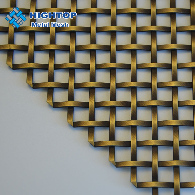 Antique Brass Flat Stainless Steel Wire Decorative Crimped Woven Wire Mesh Panels Grilles for Cabinet Door Inserts