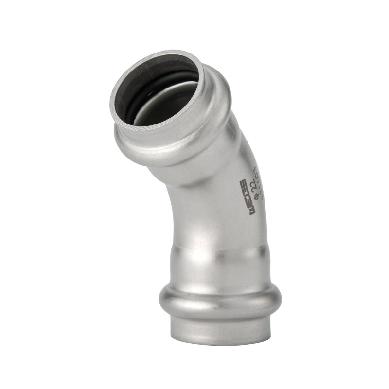 Corrosion-Resistant Stainless Steel V Profile Press Fittings with 45° Equal Elbow