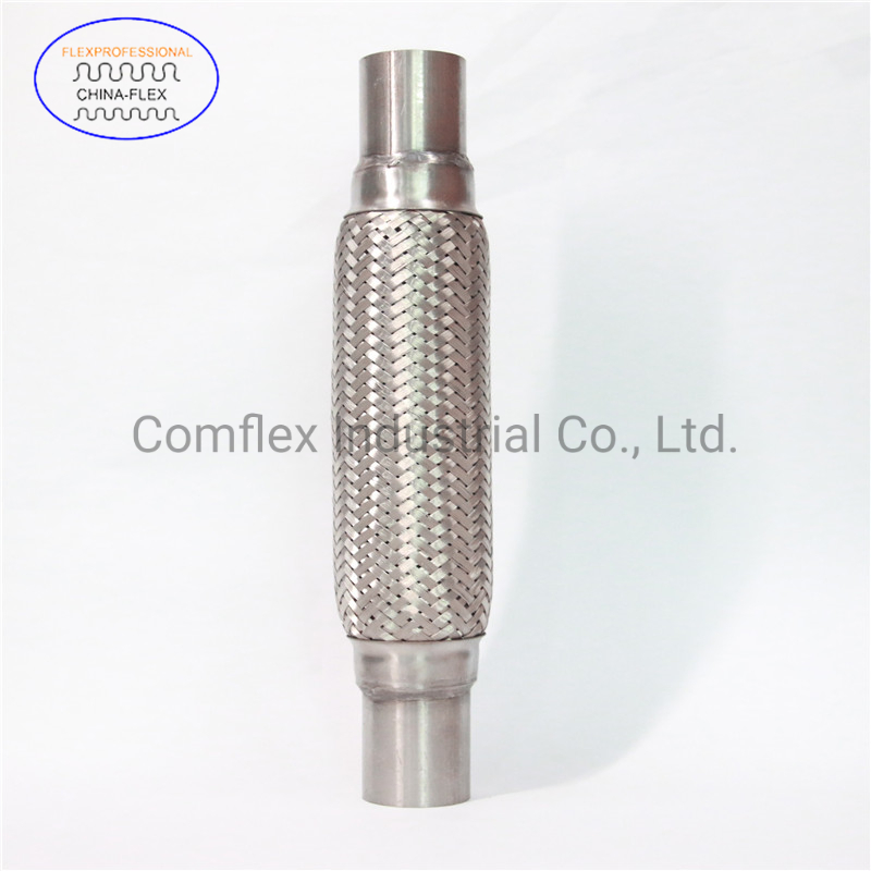 Truck Dual Coupling Trailer Muffler Parts Stainless Steel Exhaust System Flexible Pipe Connector with Mesh Braid and Nipple~