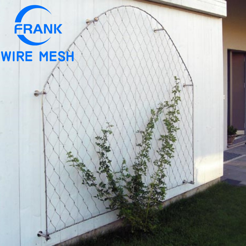 Anping Factory Durable Flexible Architectural Decorative 80mm*80mm Aperture 304 316 Stainless Steel Cable Wire Rope Net for Garden Plant Climbing Support Mesh