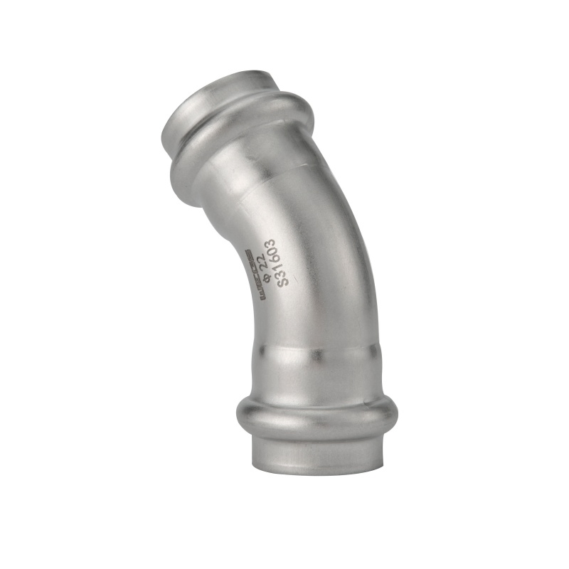 Corrosion-Resistant Stainless Steel V Profile Press Fittings with 45° Equal Elbow