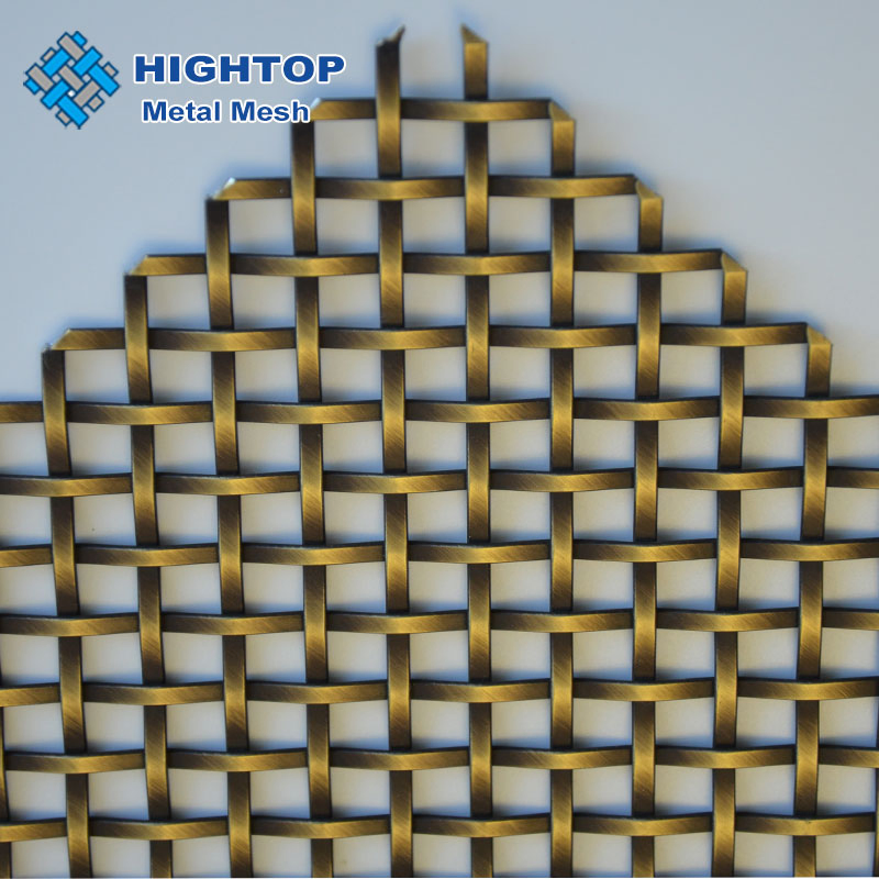 Antique Brass Flat Stainless Steel Wire Decorative Crimped Woven Wire Mesh Panels Grilles for Cabinet Door Inserts