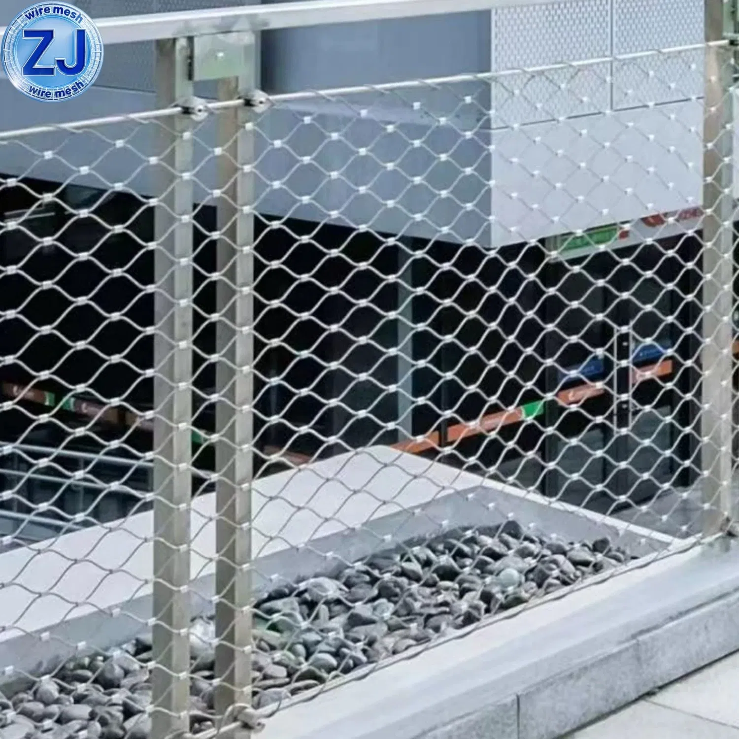 304 Stainless Steel Wire Flexible Cable Rope X-Type Infill Rope Mesh Balustrade Protective Net for Handrail/Railing/Staircase/Balcony/Garden/Decorative Building