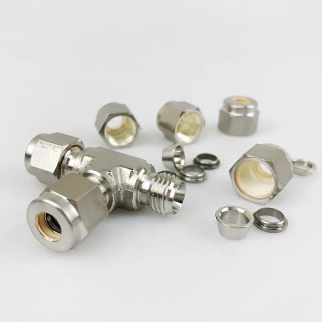 Nai-Lok SS316 Double Ferrule 3-Way Union Tee Tube Fitting Instrumentation Compression Coupling for 1/4" to 1/2" Od Tubing
