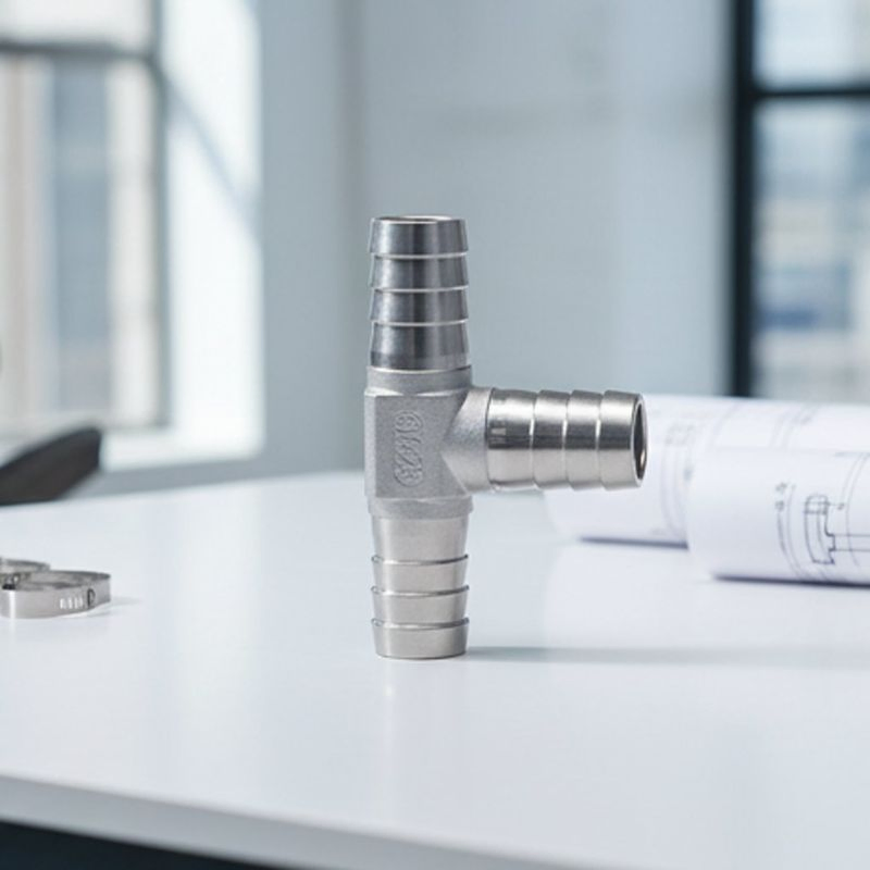 Corrosion-Resistant Stainless-Steel 304 Barb Fitting-2/3/4 Way Tee Cross for Air Hydraulic-Pneumatic Hoses