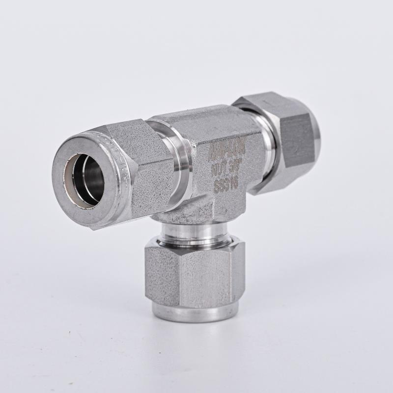 Nai-Lok SS316 Double Ferrule 3-Way Union Tee Tube Fitting Instrumentation Compression Coupling for 1/4" to 1/2" Od Tubing