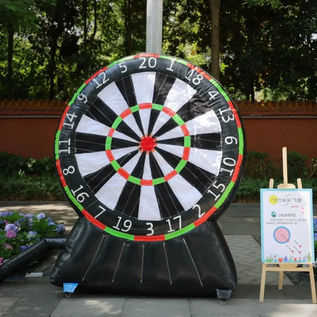 Inflatable Soccer Dart Board In Action