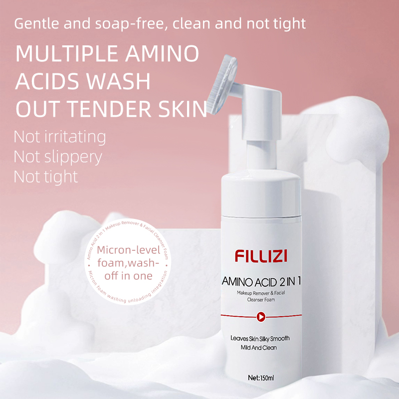 Private Label AMINO ACID 2IN 1 Makeup Remove &Facial Cleanser Foam Factory, Oem