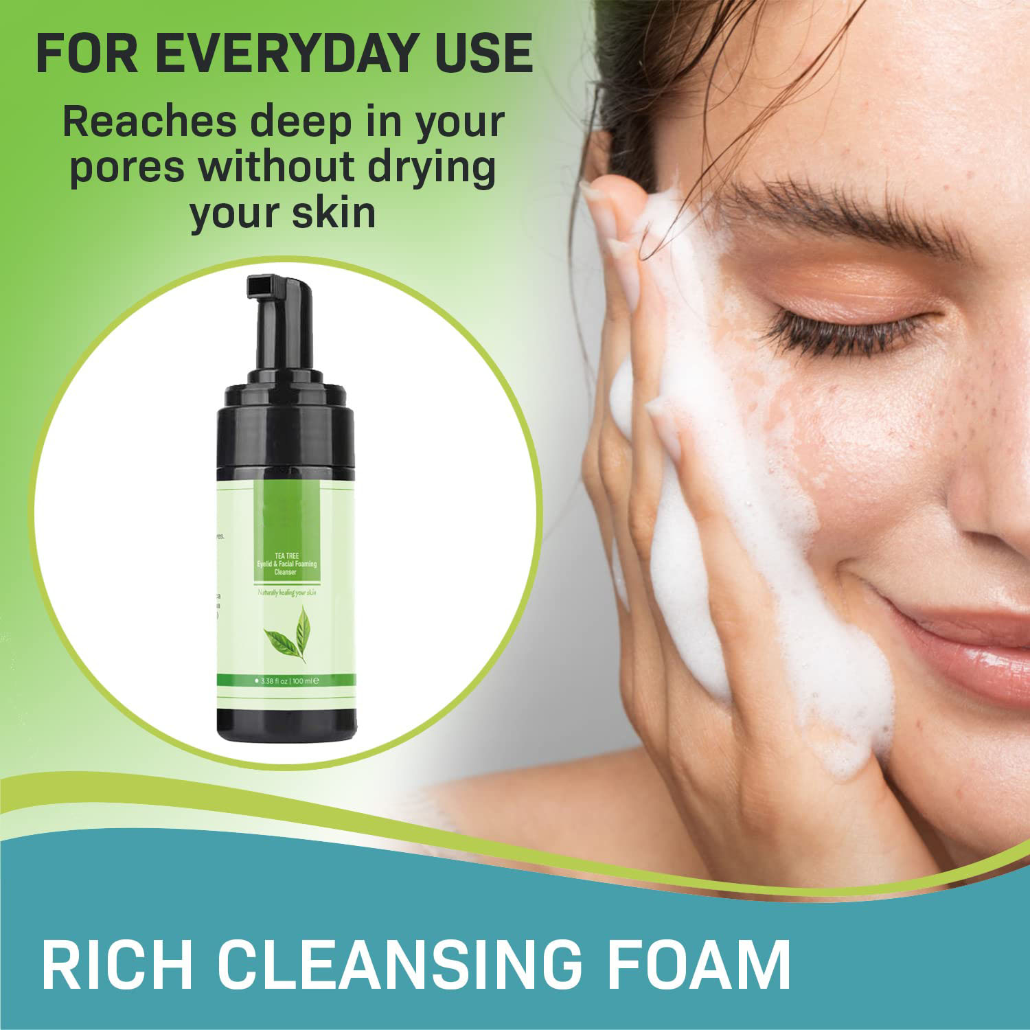Private Label Tea Tree Oil Anti Acne Foaming Face Wash Oem, Bulk