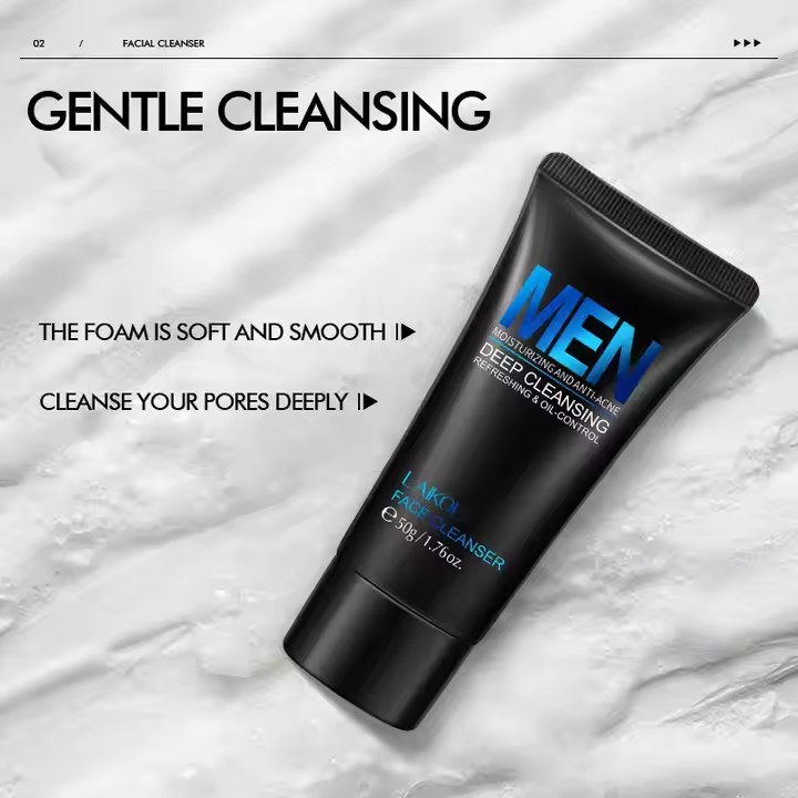 Private Label Gentle Foam Mens Face Skin Care Cleanser Manufacturer, Oem