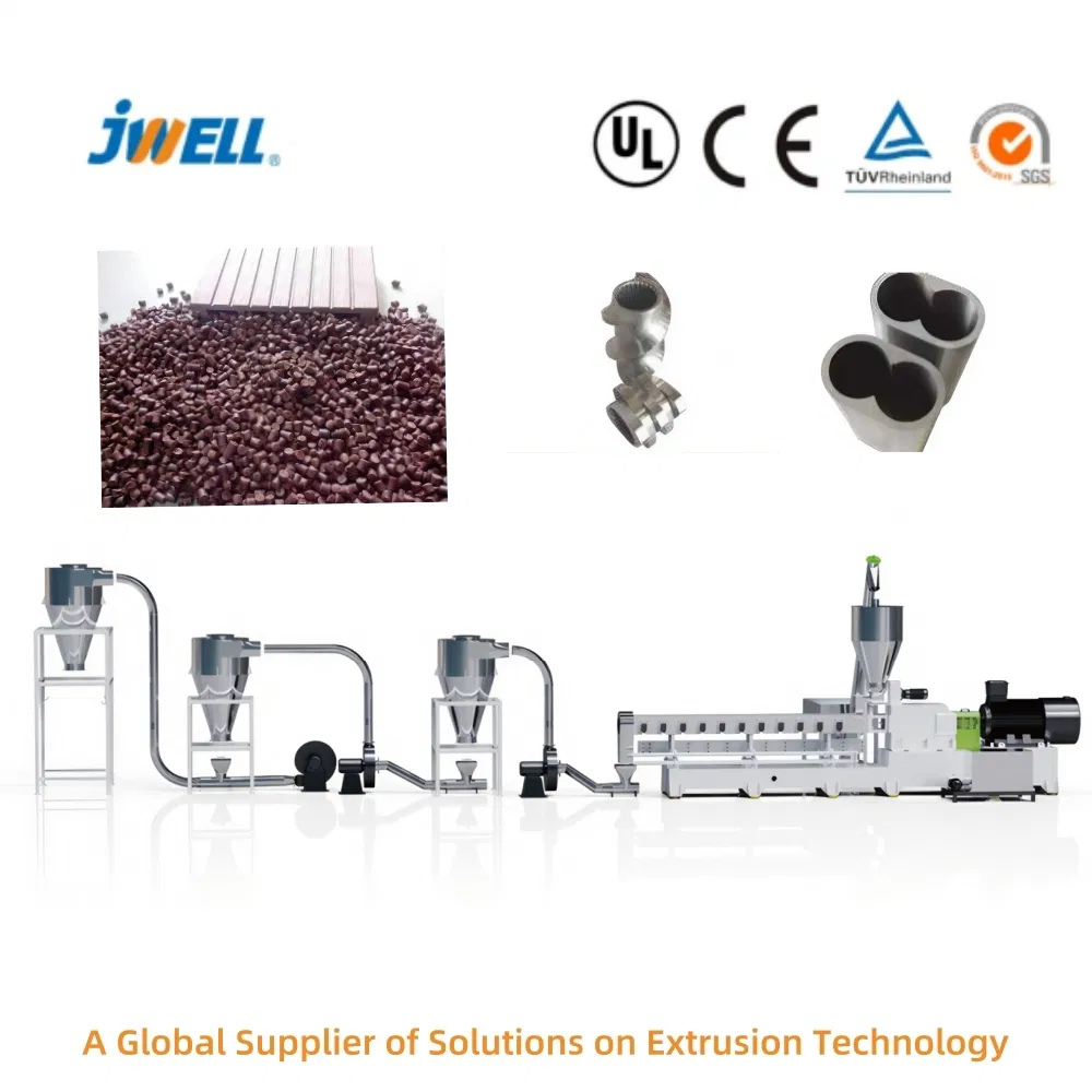 75 95 High Torque Twin Double Screw Plastic PE PP CaCO3 Talc Filler Masterbatch Extruder Line for PS/EVA/PC/ABS/PA6/PA66/TPE/TPU/FEP/LCP Compounding Machine