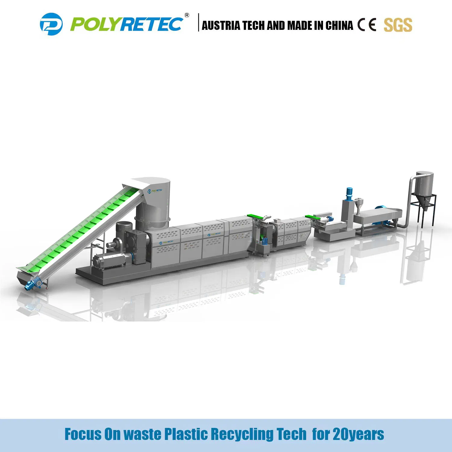 High Output PE PP Plastic Pelletizing Machine for Plastic Recycling Plant