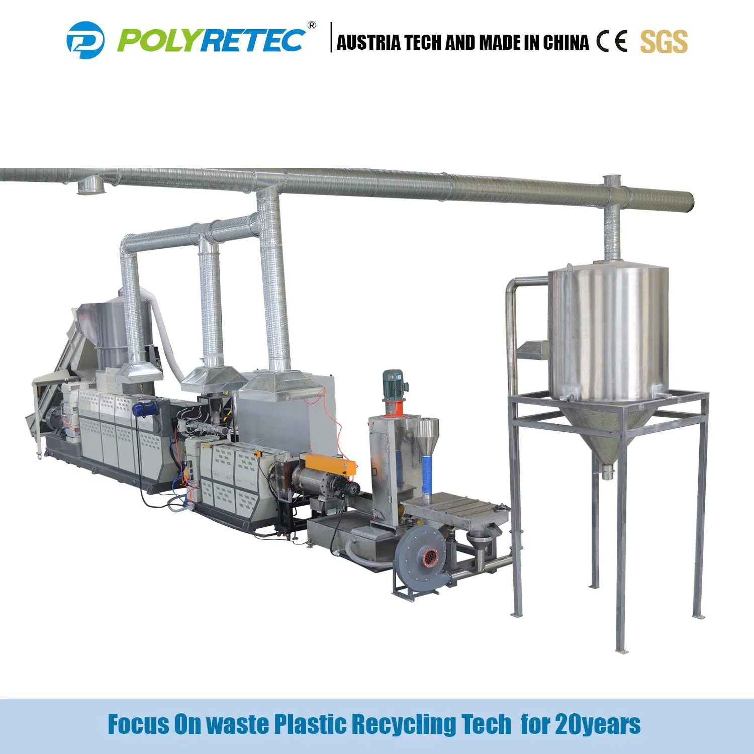 High Output PE PP Plastic Pelletizing Machine for Plastic Recycling Plant
