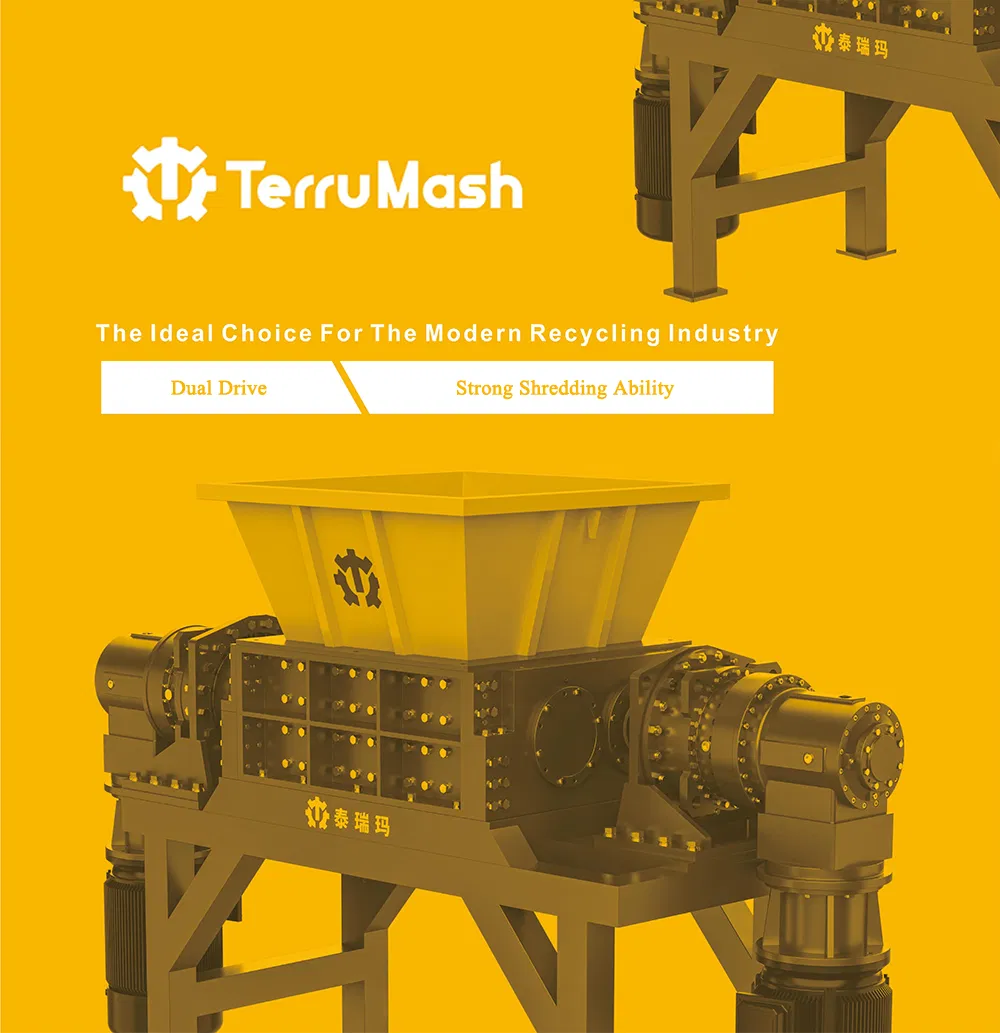 Plastic Double Shaft Shredding Machine of Woven Bag and Tire Recycling