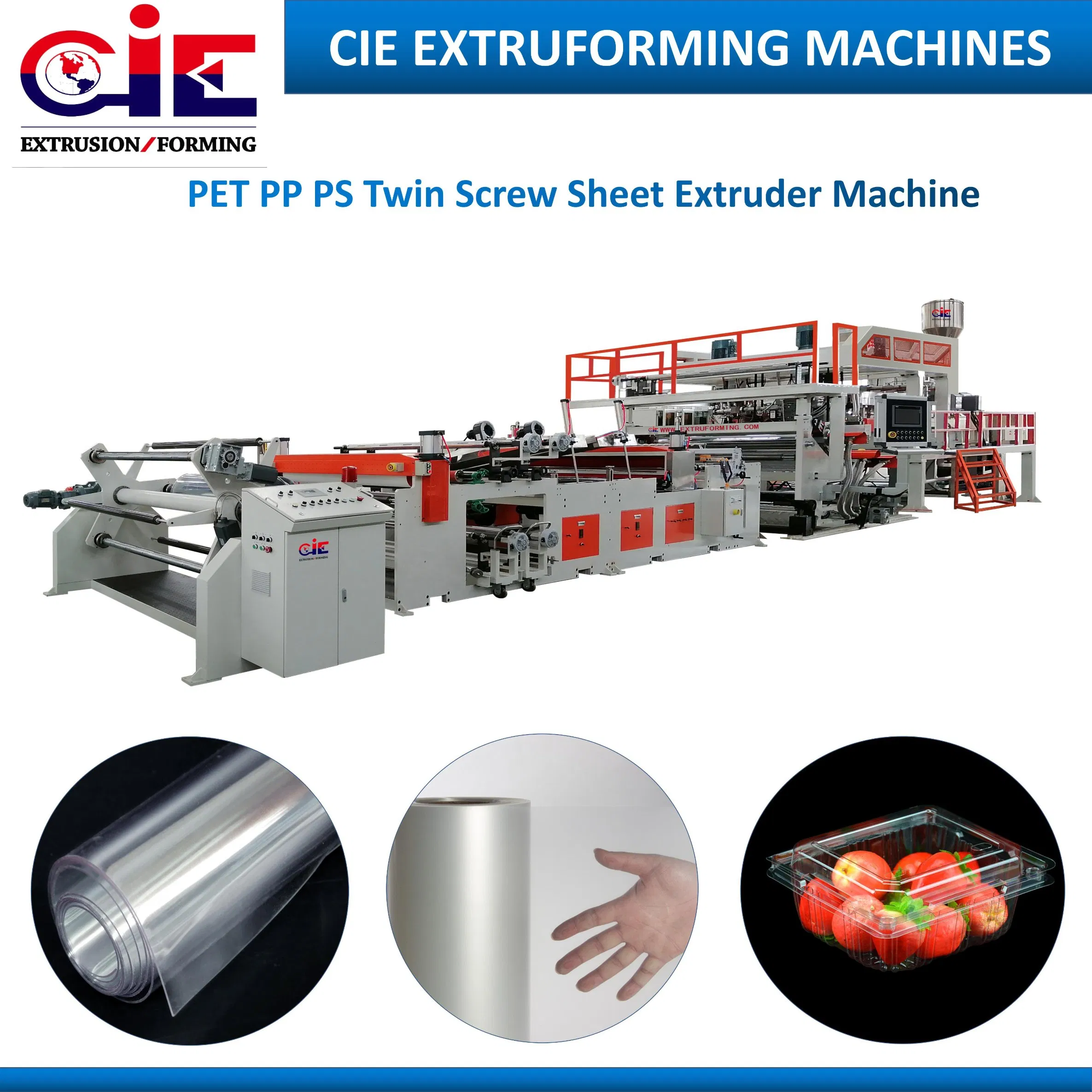 High Quality Plastic Sheet Extrusion Line Transparent Colored RPET PP PS Sheet Extruder
