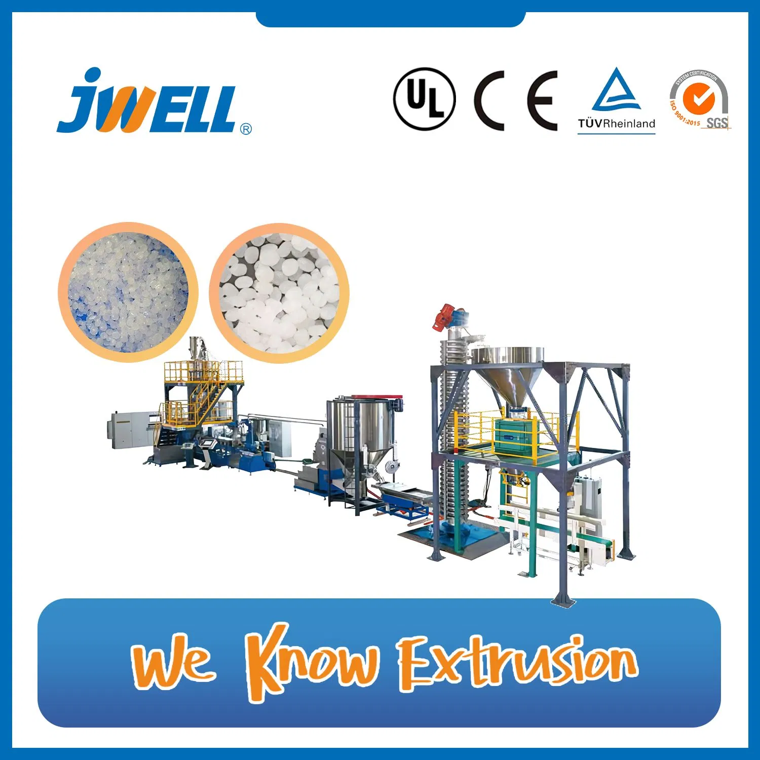 Jwell Machine's Extrusion Machine for Bio-Degradable Plastics Compounding and Pelletizing Line