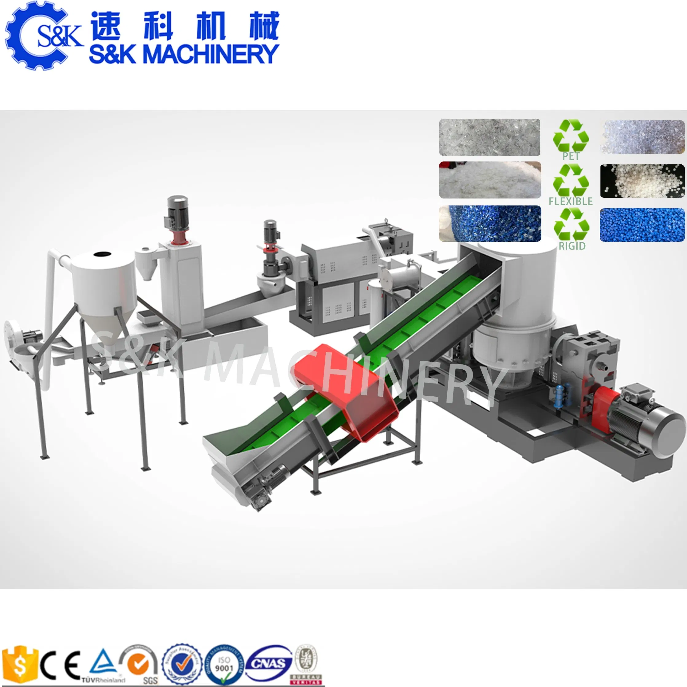 Plastic Pet Bottle Recycling Pelletizing Granulator Granulation Line PE PP HDPE Bottle Bucket Pallet Recycling Pelletizing Granulator Granulation Machine