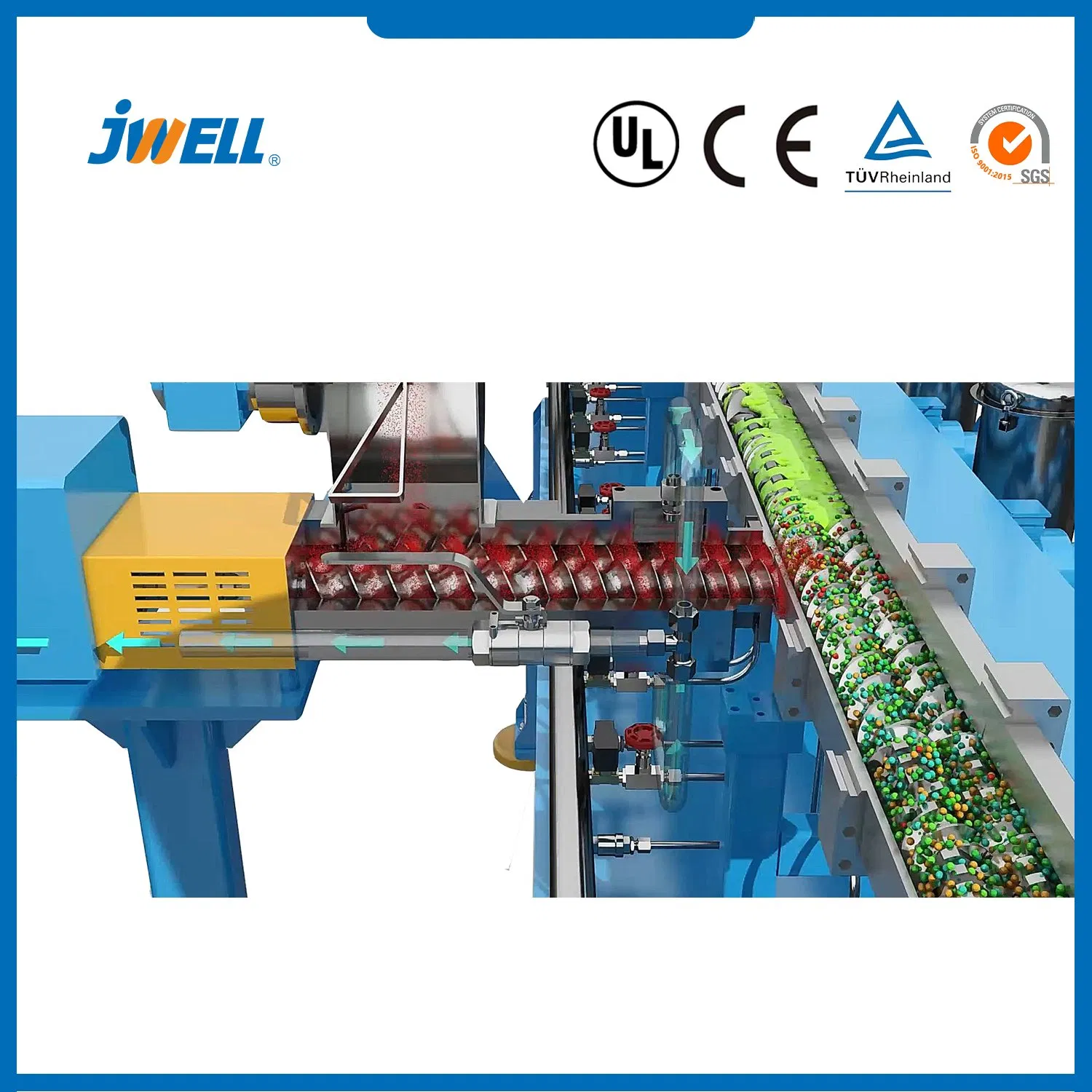 Jwell Machine's Extrusion Machine for Bio-Degradable Plastics Compounding and Pelletizing Line